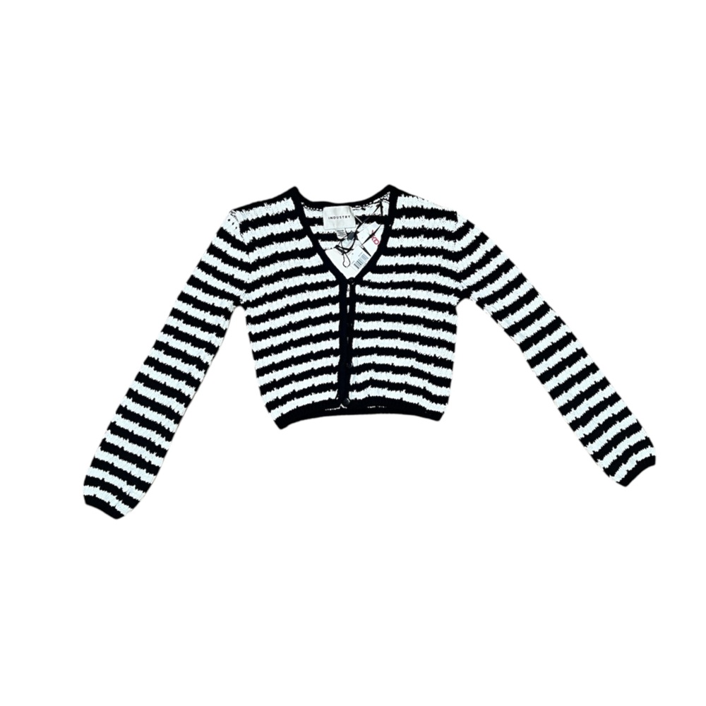Black and White Striped Cardigan